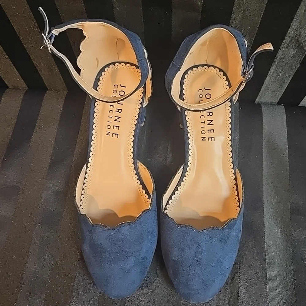 New No Box Journee Collection Women's US 8 Edna Pump Heels Navy Blue - Picture 7 of 13